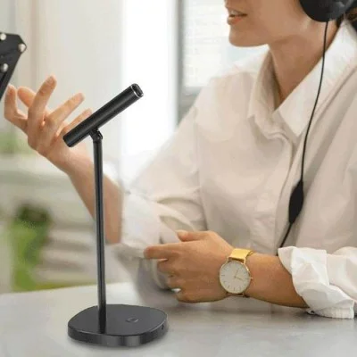 Porodo Desktop Tiltable USB Microphone with USB-C Data Cable - Black